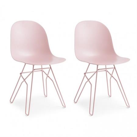 Lot de 2 Chaises ACADEMY pieds métal assise plastique rose