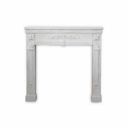 Manteau de cheminée décor bois blanc cérusé