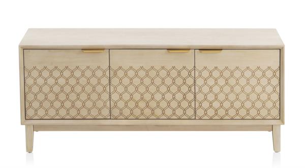 Meuble TV 3 portes plaqué chêne beige