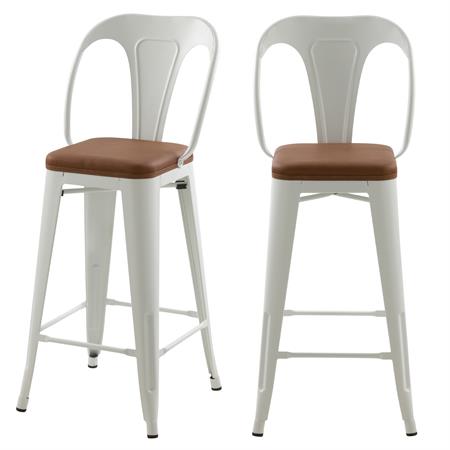 Chaise pour îlot central 68 cm blanche et marron 