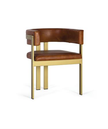 Fauteuil cuir marron et métal