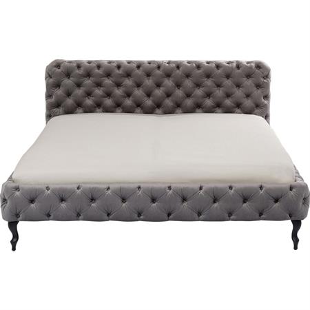 Lit 180x200 capitonné en velours gris