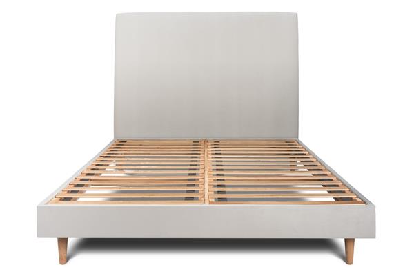 Lit avec tête de lit tapissier velours et sommier kit  Gris clair