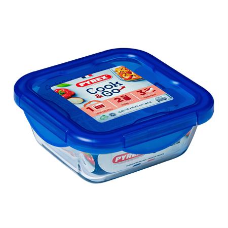 Boîte carrée en verre avec couvercle   16 cm transparent