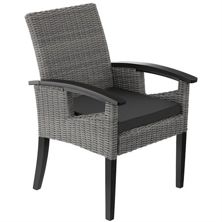 Chaise en rotin cadre solide en Bois accoudoirs et pieds en bois gris