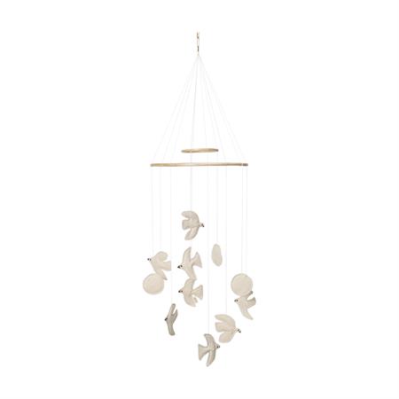 Mobile oiseaux en coton blanc 100x37cm Swif - Ferm living