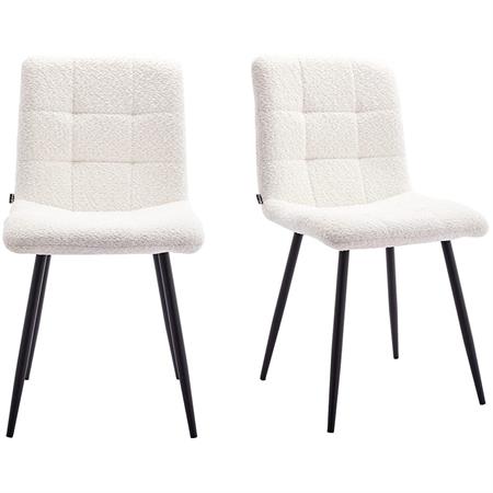 Lot de 2 chaises en tissu bouclette écru