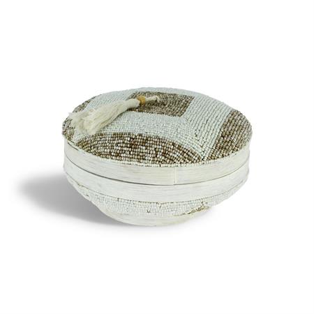 Boite en bambou ornée de perles 20cm
