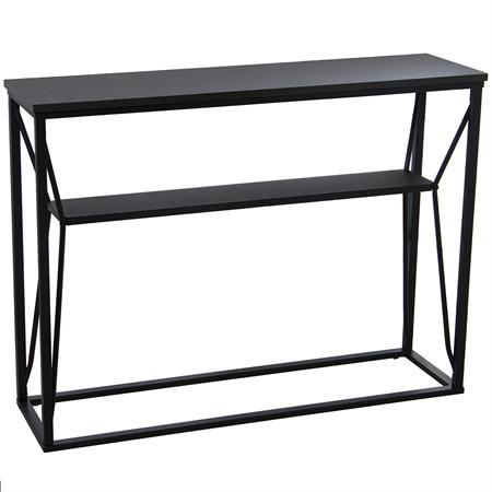 Console en métal et bois noir 2 plateaux 100x30x75cm
