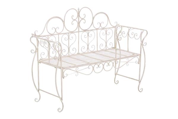 Banc de jardin pour 2 personnes en métal Crème antique