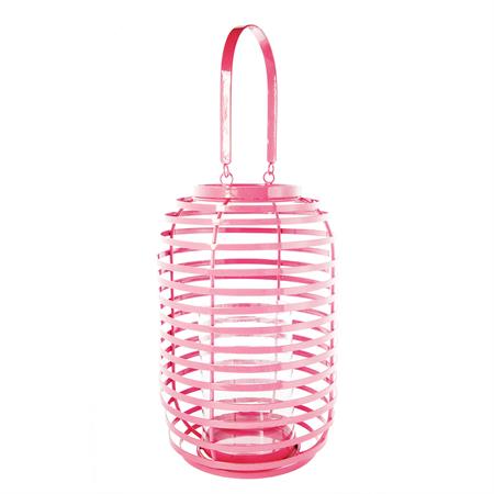 Lanterne décorative en fer rose H28