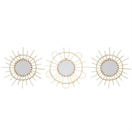 Miroirs rotin D28cm - Lot de 3