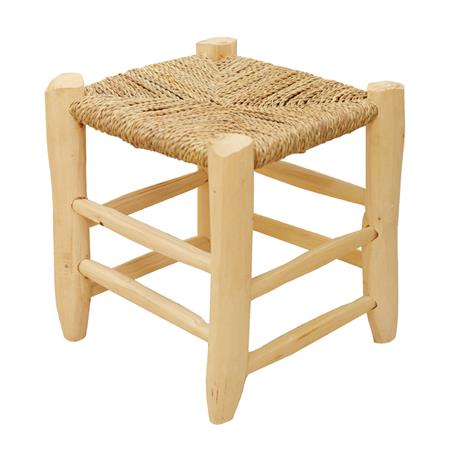 Tabouret marocain bois de laurier osier/bois naturel 30 cm