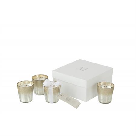 Boîte de 4 bougies parfumée verre argent