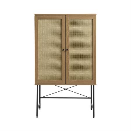 Buffet haut 2 portes bois et métal H135cm - Bois clair