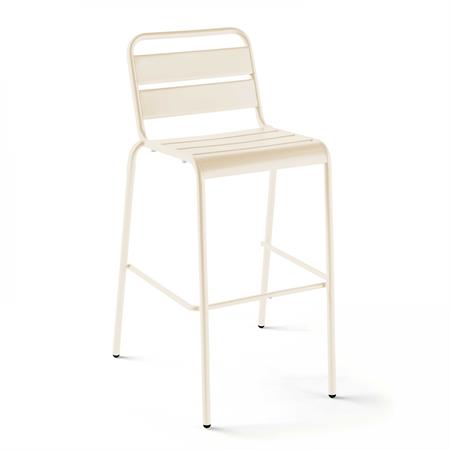 Chaise haute de terrasse en métal ivoire