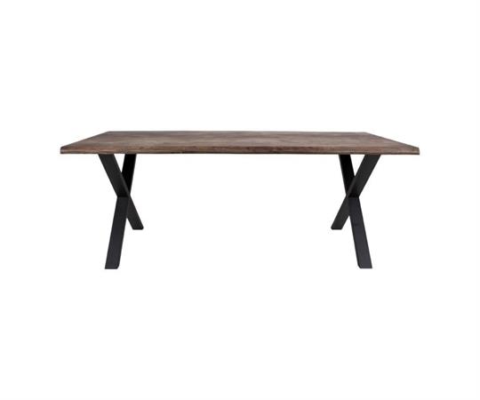 Table à manger en bois massif et métal 200x95cm marron