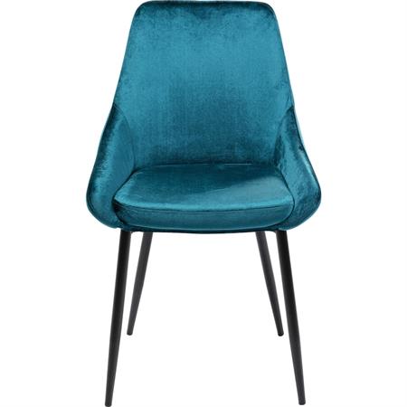 Chaise en velours bleu-vert et acier