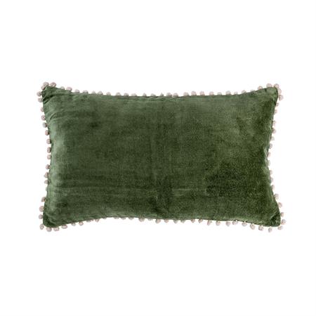 Coussin velours de coton vert kaki 50x30