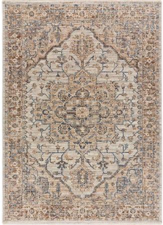 Tapis vintage avec finition frangée en couleurs terreuses