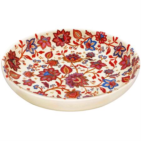Assiette creuse en mélamine décoré par des fleurs indiennes