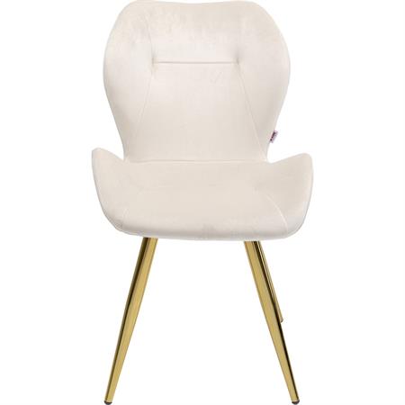 Chaise en velours crème et acier doré