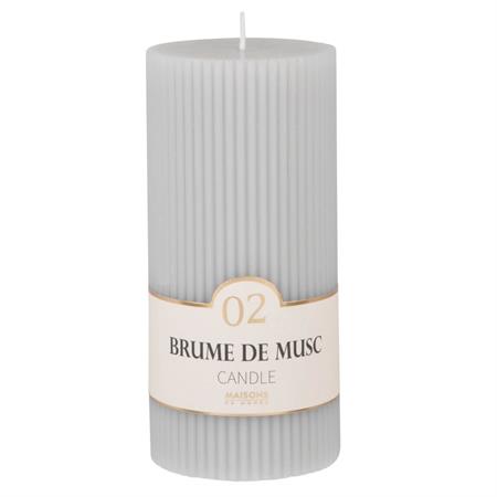Bougie striée parfumée grise H15