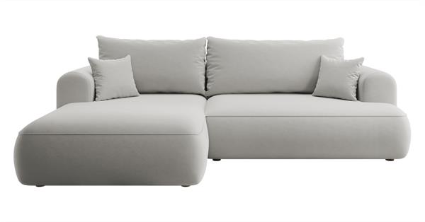 Canapé d'angle convertible 3 places en velours gris