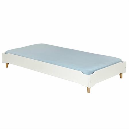 Lit avec pieds bois massif blanc 90x190 cm