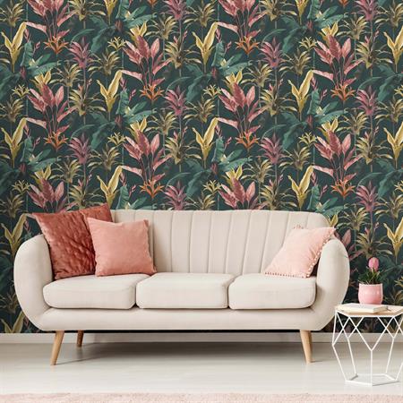 Papier peint vintage botanique vert 1005x52cm