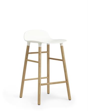 Tabouret de bar en chêne naturel et pp blanc 65 cm