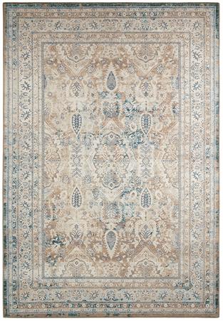 Tapis vintage motif fleuris effet usé bleu et beige – 120x170