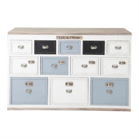 Comptoir multi tiroirs meuble de métier en bois blanc L 133 cm Molene