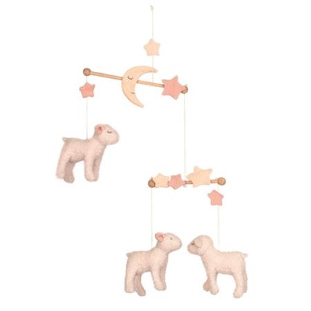 Mobile Mouton Mary en bois et tissu beige 11