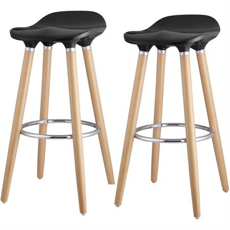 Tabouret de bar assise plastique dur pieds métal - Lot de 2