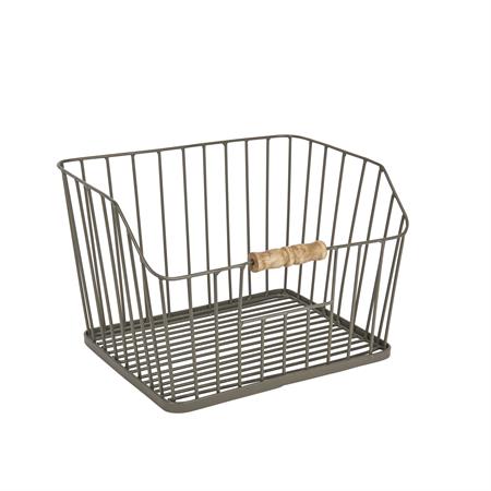 Panier de rangement polyvalent en grille métallique gris