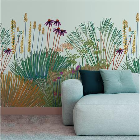 Papier peint panoramique jardin à l'anglaise bleu ciel 375x250cm