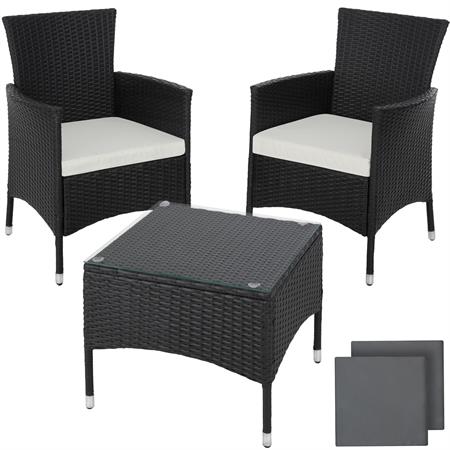 Salon de jardin 2 personnes Résistant aux UV 2 sets de housses noir