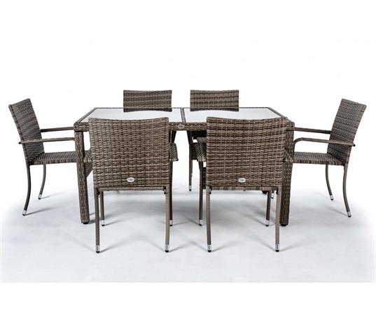 Ensemble table et chaises d'extérieur 6 Places taupe Rotin synthétique