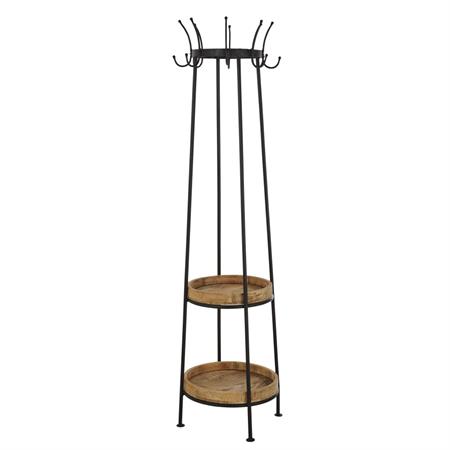 Porte-manteau en métal noir et manguier