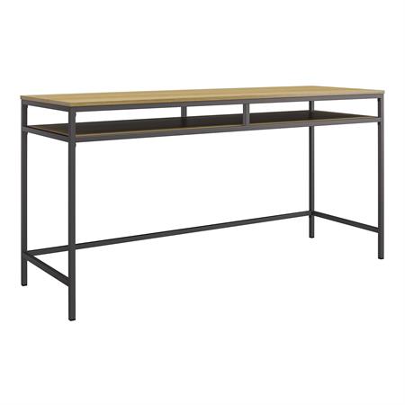 Bureau en effet chêne avec cadre en métal gris