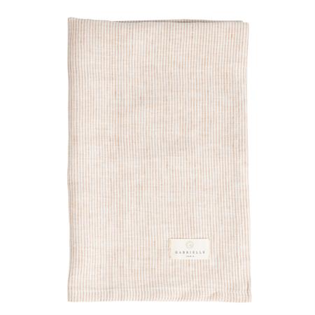 Torchon en lin lavé fines rayures rose/crème 45x70