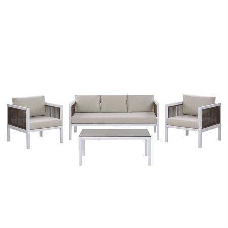 Ensemble de salon de jardin avec table 5 places métal blanc