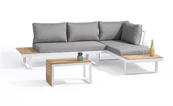 Salon de jardin 4 places en bois d'acacia et aluminium
