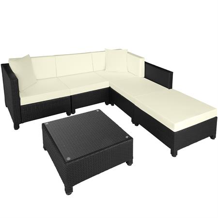 Canapé de jardin Lounge en rotin Avec cadre en aluminium noir