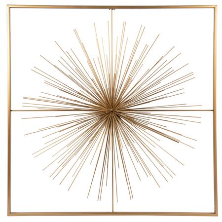 Déco murale filaire en métal doré 80x80
