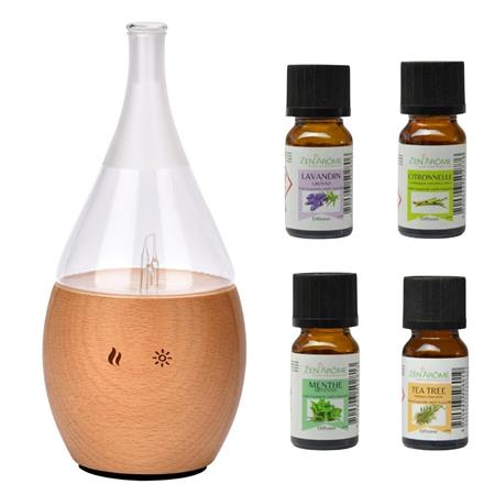 Diffuseur Venturi Bois FSC Bolea et 4 Huiles Indispensables Quotidien