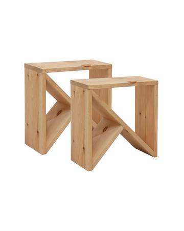 Ensemble de 2 tables de chevet en bois de pin marron 50x50cm