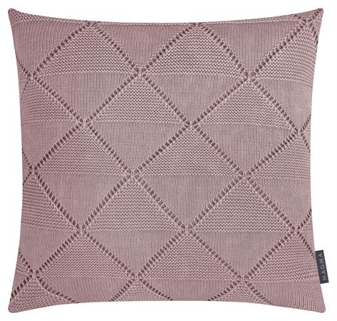 Housse de coussin  vieux rose jacquard effet tricot  50 x 50