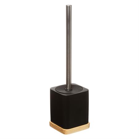 Brosse WC noir et bois - 9x9x35